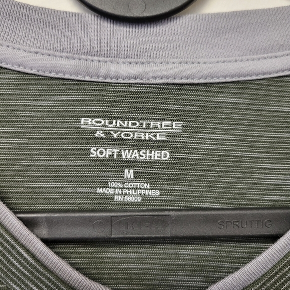 Roundtree & Yorke Soft washed Jersey striped t-shirt Dark Olive Green M - Picture 3 of 5